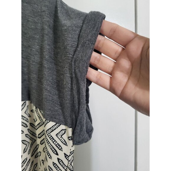 KNOX ROSE Women's SZ LG Short Sleeve Geometric Print Blouse Cream Gray - Picture 4 of 9